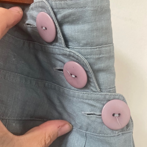 Toffs Blue Vintage Linen Skirt Full A-line Size 7/8 Pleats - Picture 5 of 5